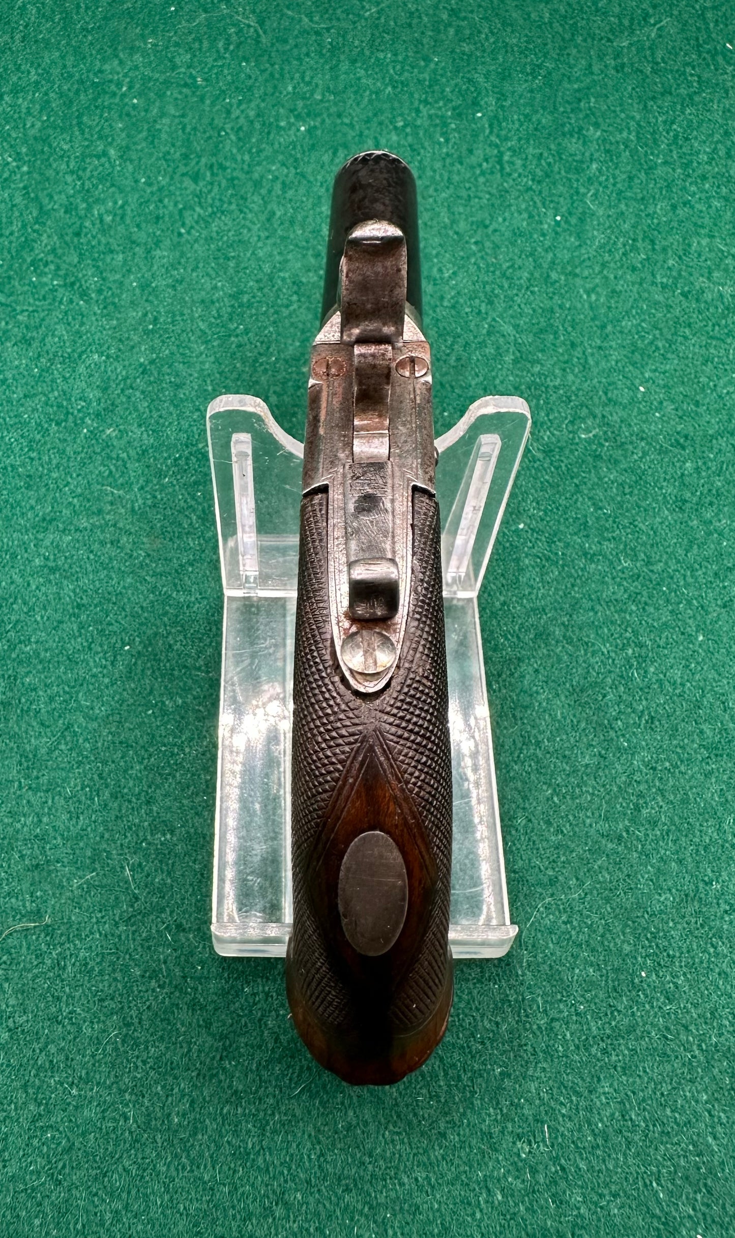Attractive Little Percussion Cap Muff Pistol By Clark Of Cambridge In A Partitioned Jewellery Box