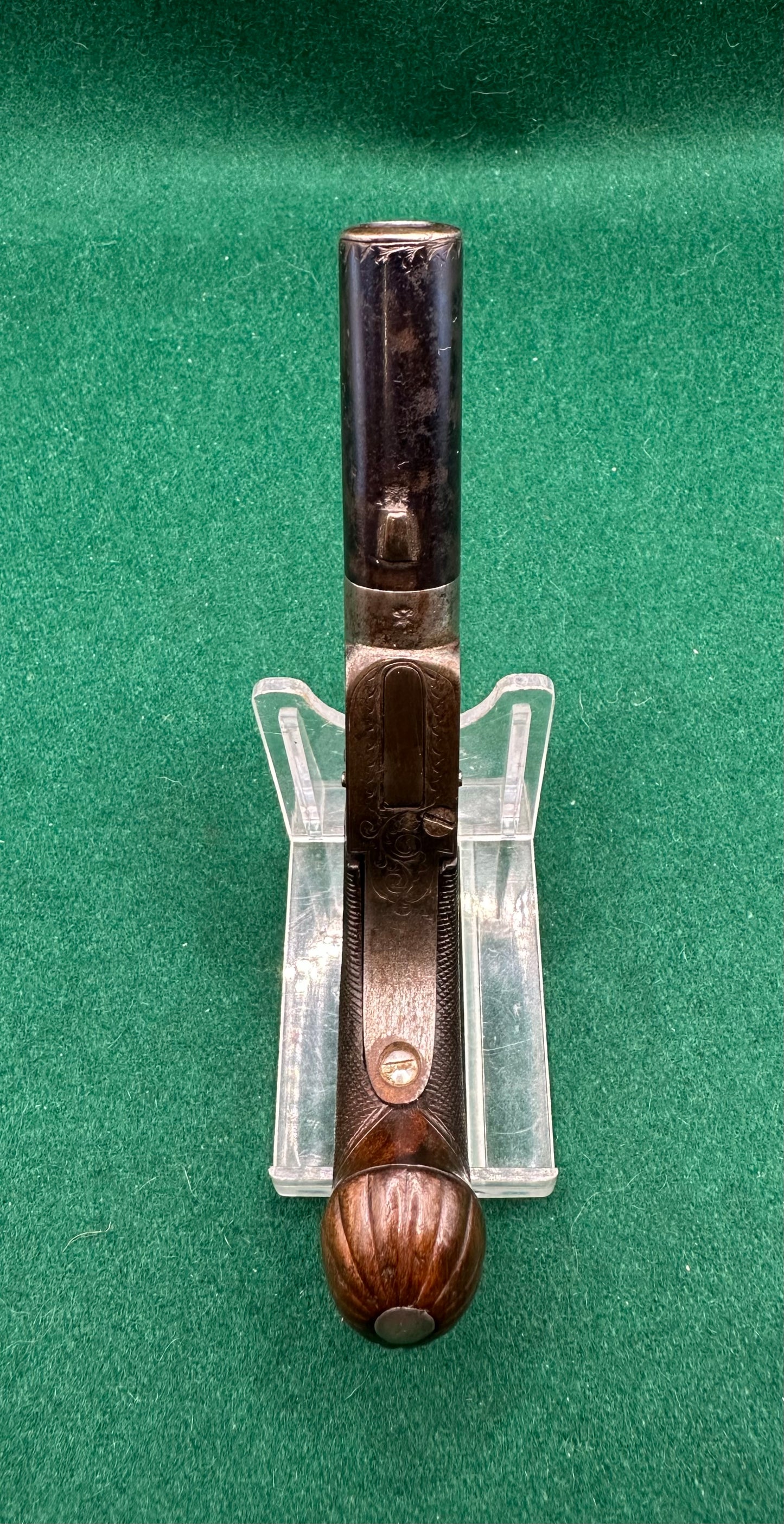Attractive Little Percussion Cap Muff Pistol By Clark Of Cambridge In A Partitioned Jewellery Box