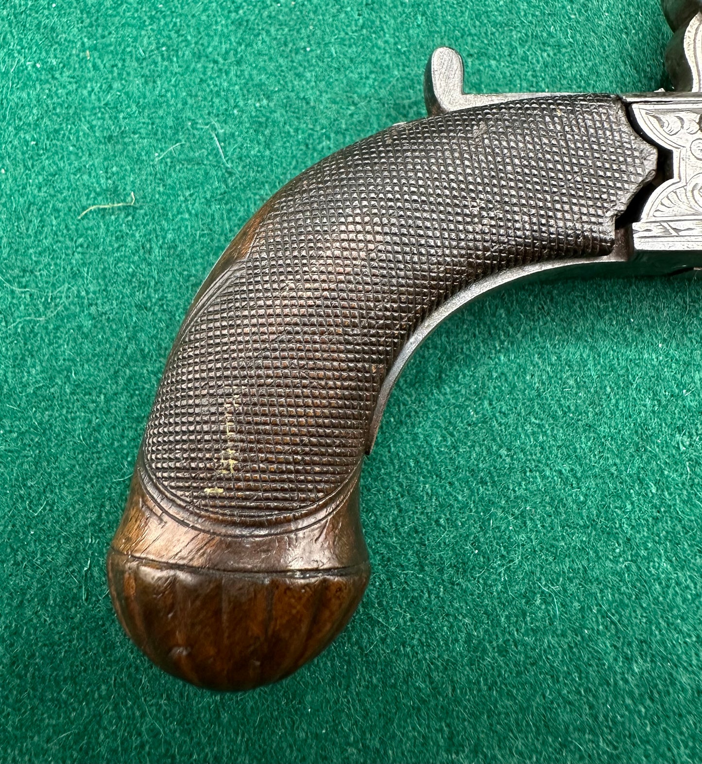 Attractive Little Percussion Cap Muff Pistol By Clark Of Cambridge In A Partitioned Jewellery Box