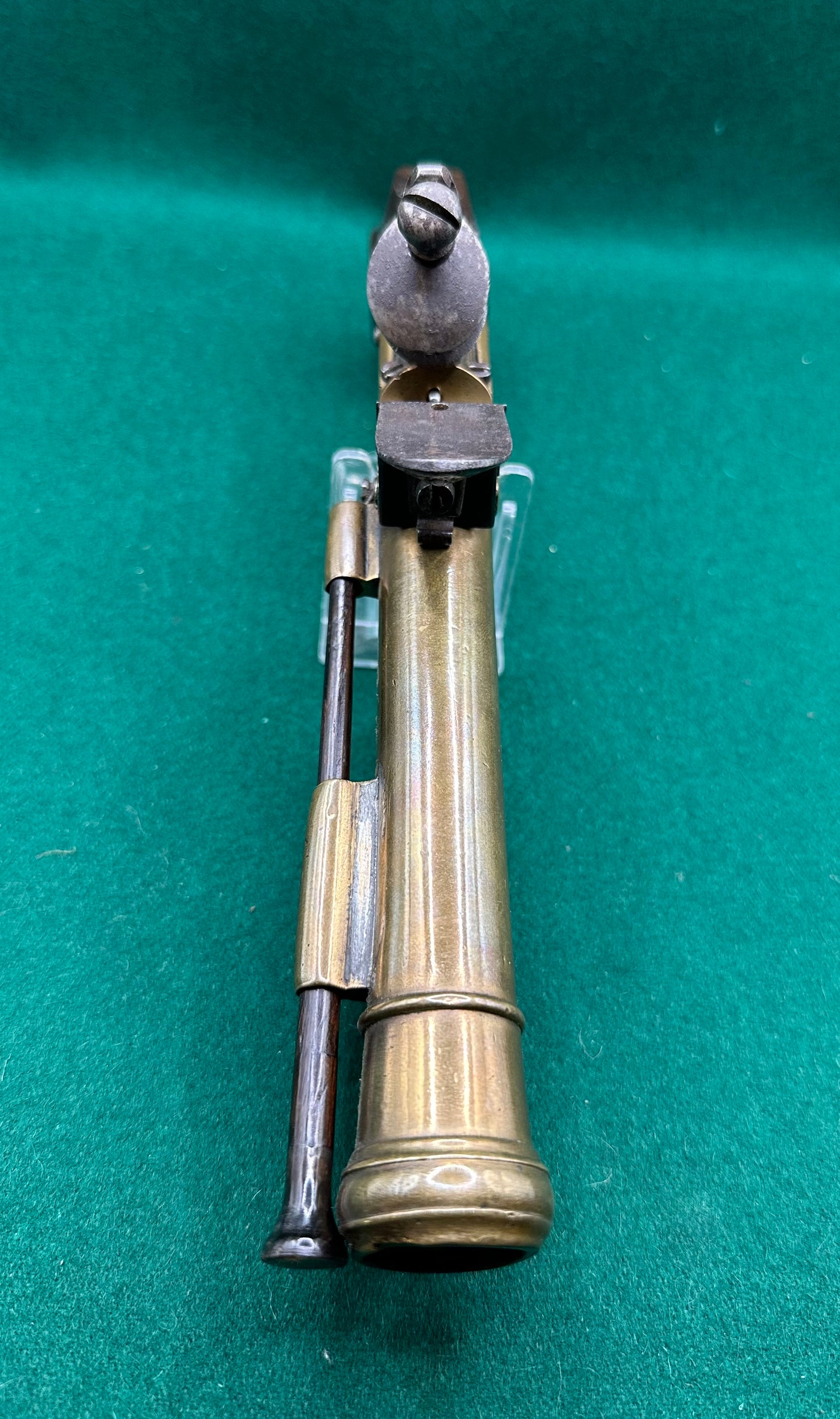Very Handsome Cased Brass Flintlock Boxlock Blunderbuss Pistol In Its Case With Accessories