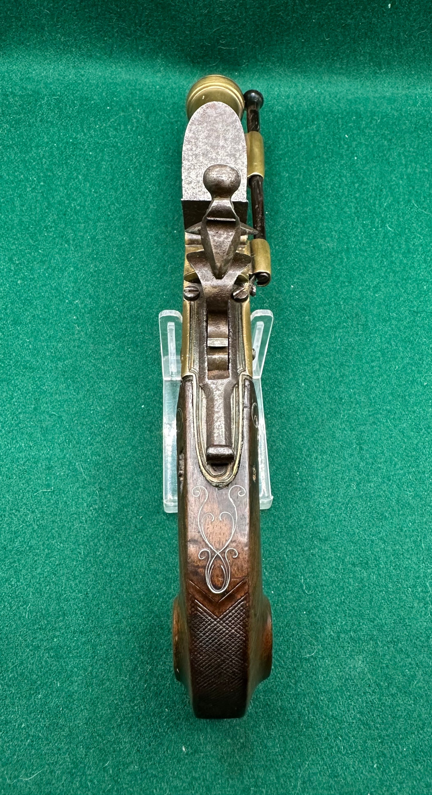 Very Handsome Cased Brass Flintlock Boxlock Blunderbuss Pistol In Its Case With Accessories