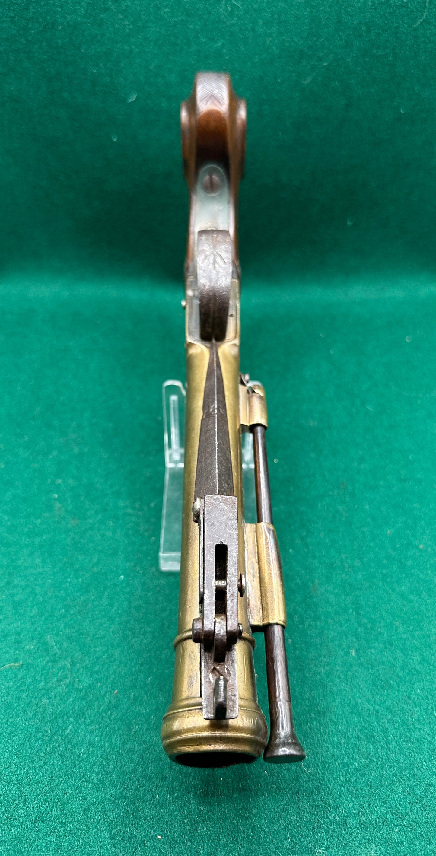 Very Handsome Cased Brass Flintlock Boxlock Blunderbuss Pistol In Its Case With Accessories