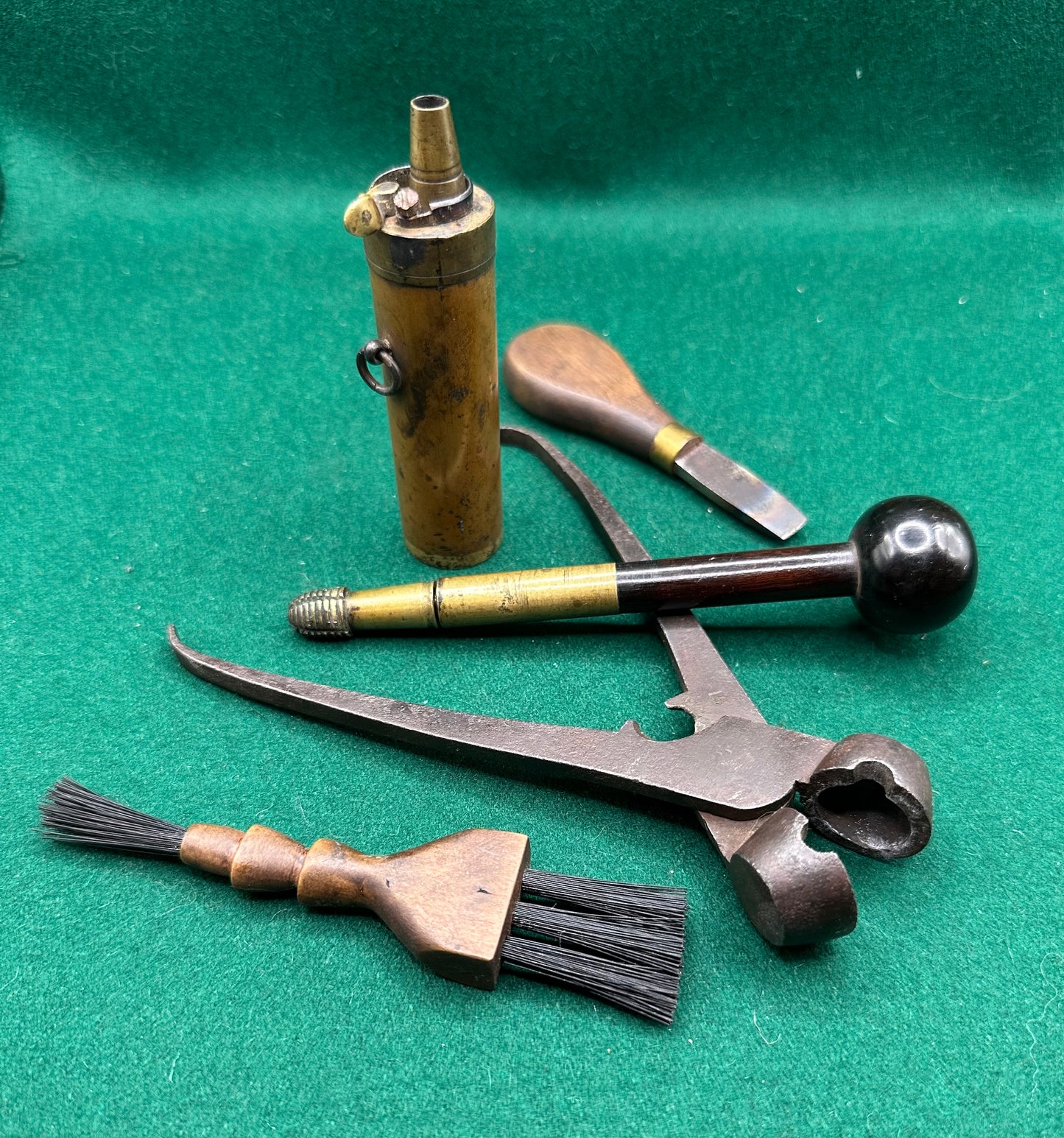 Very Handsome Cased Brass Flintlock Boxlock Blunderbuss Pistol In Its Case With Accessories