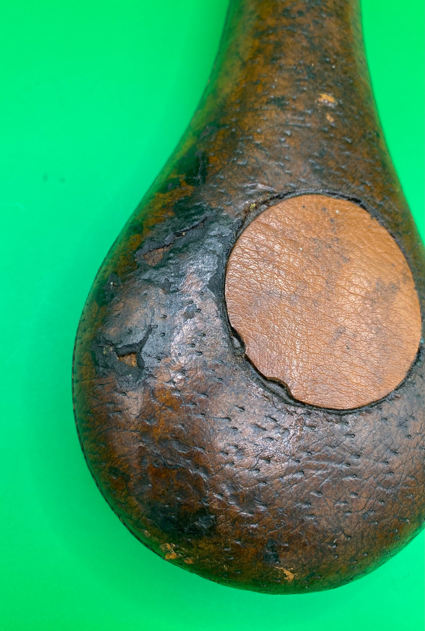 Leather Covered Brass and Copper Powder Flask