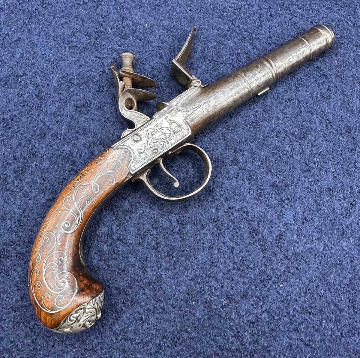 Queen Anne Style Flintlock Boxlock Pocket Pistol By Palmer & Co