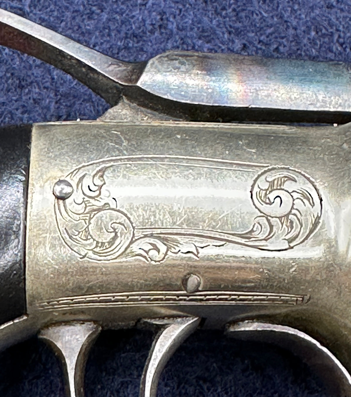 Scarce Cased Bakers Patent 6 Shot Longspur Transitional Revolver