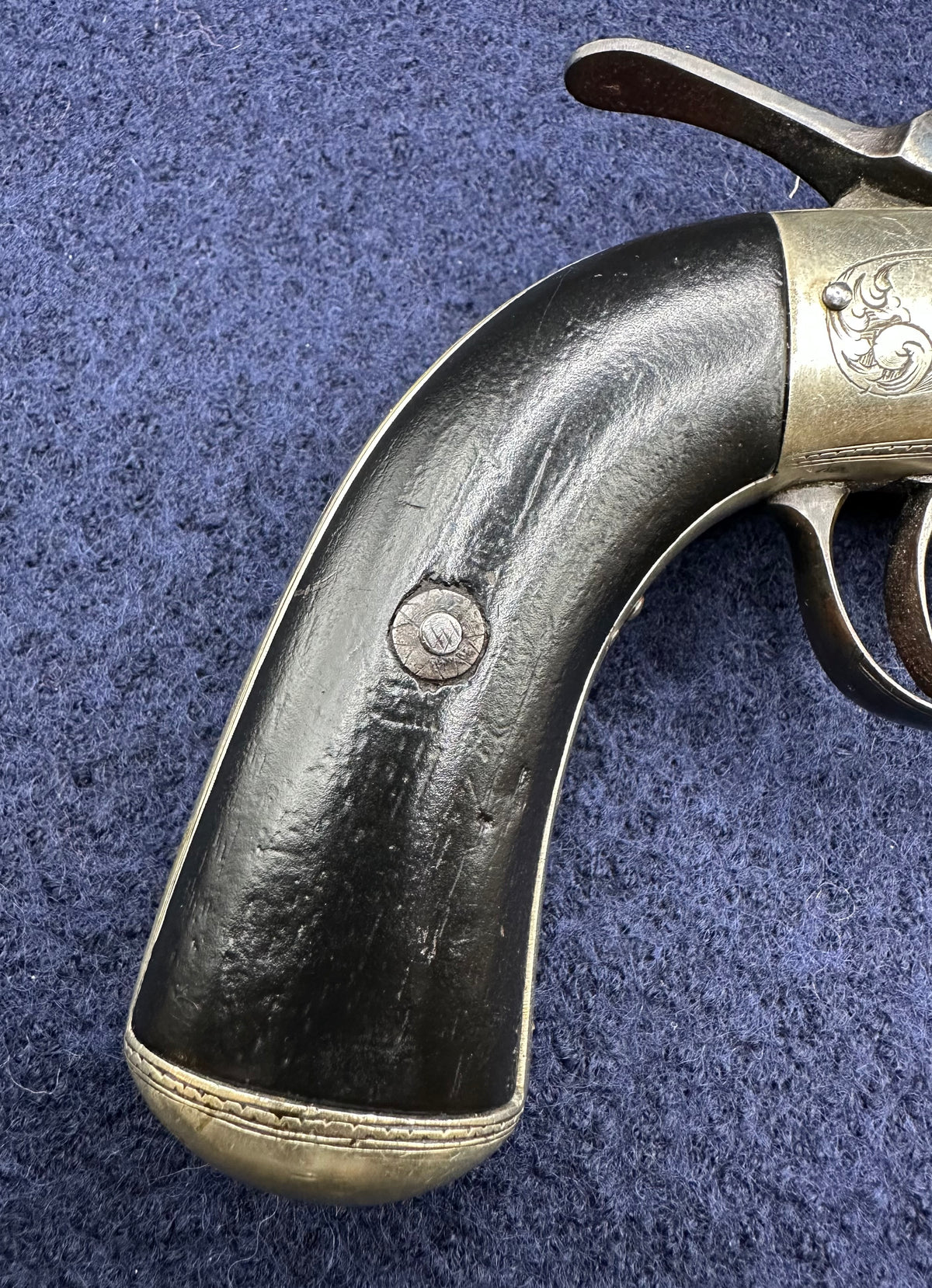 Scarce Cased Bakers Patent 6 Shot Longspur Transitional Revolver