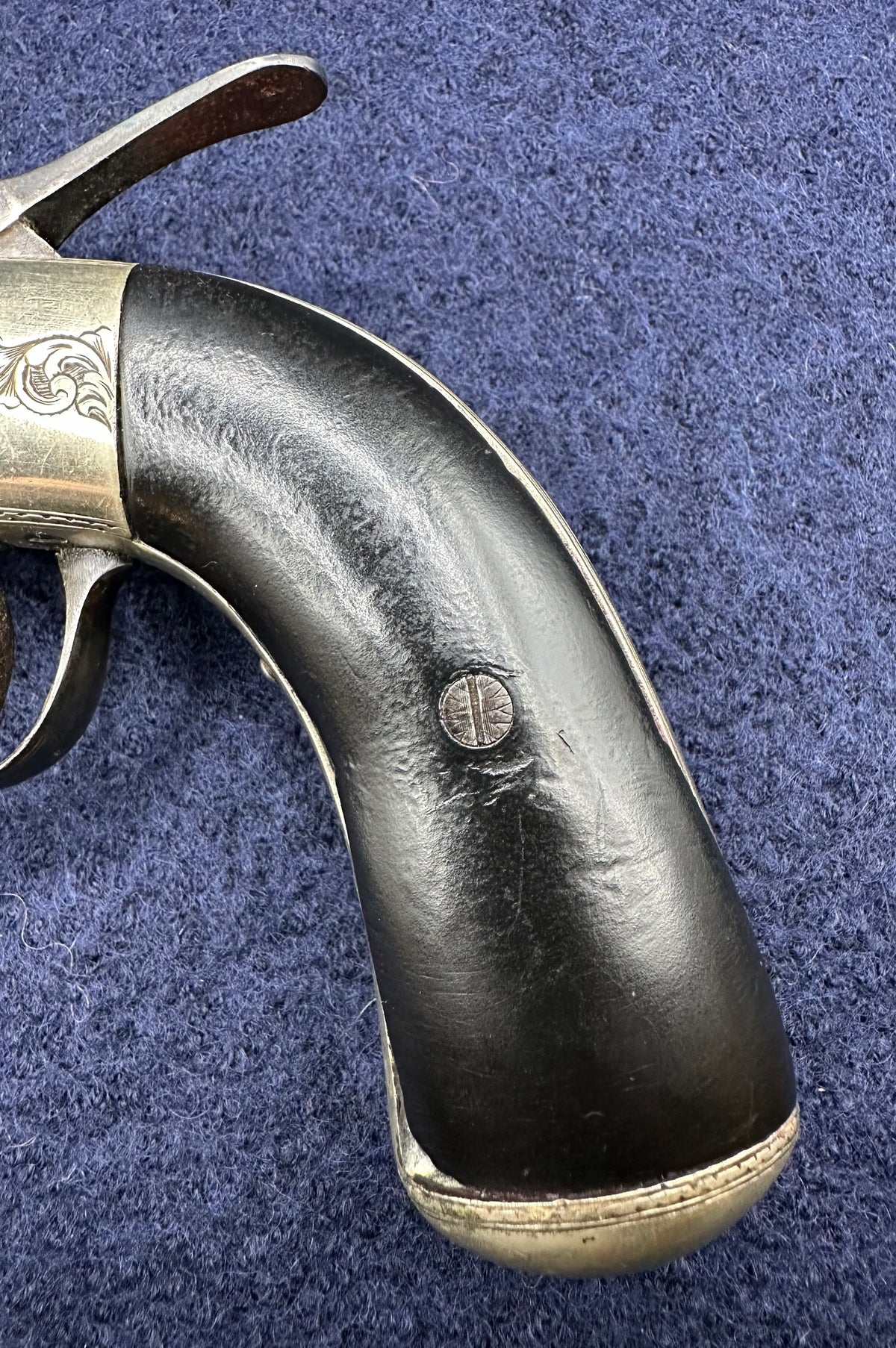 Scarce Cased Bakers Patent 6 Shot Longspur Transitional Revolver