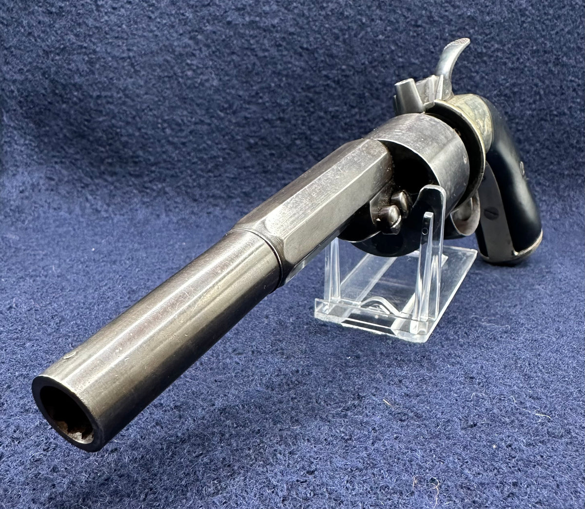 Scarce Cased Bakers Patent 6 Shot Longspur Transitional Revolver