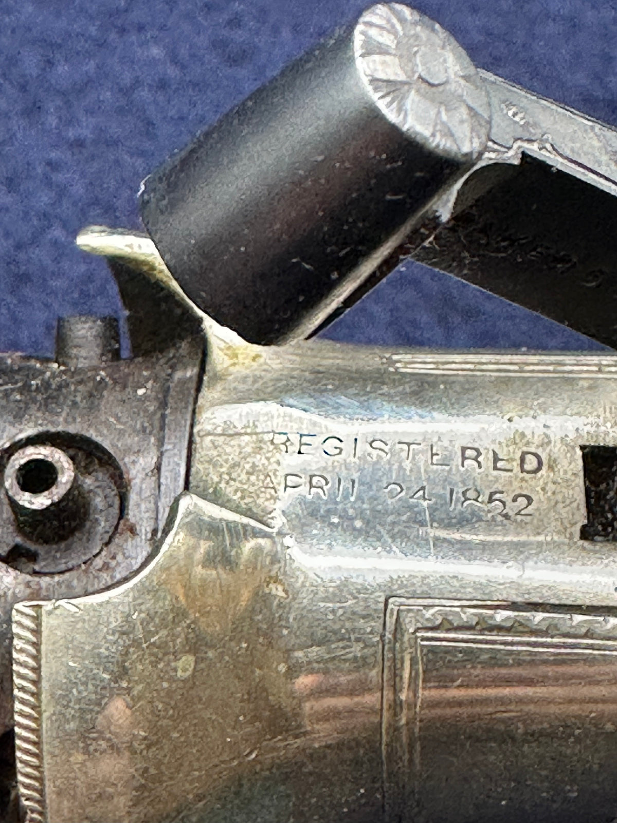 Scarce Cased Bakers Patent 6 Shot Longspur Transitional Revolver