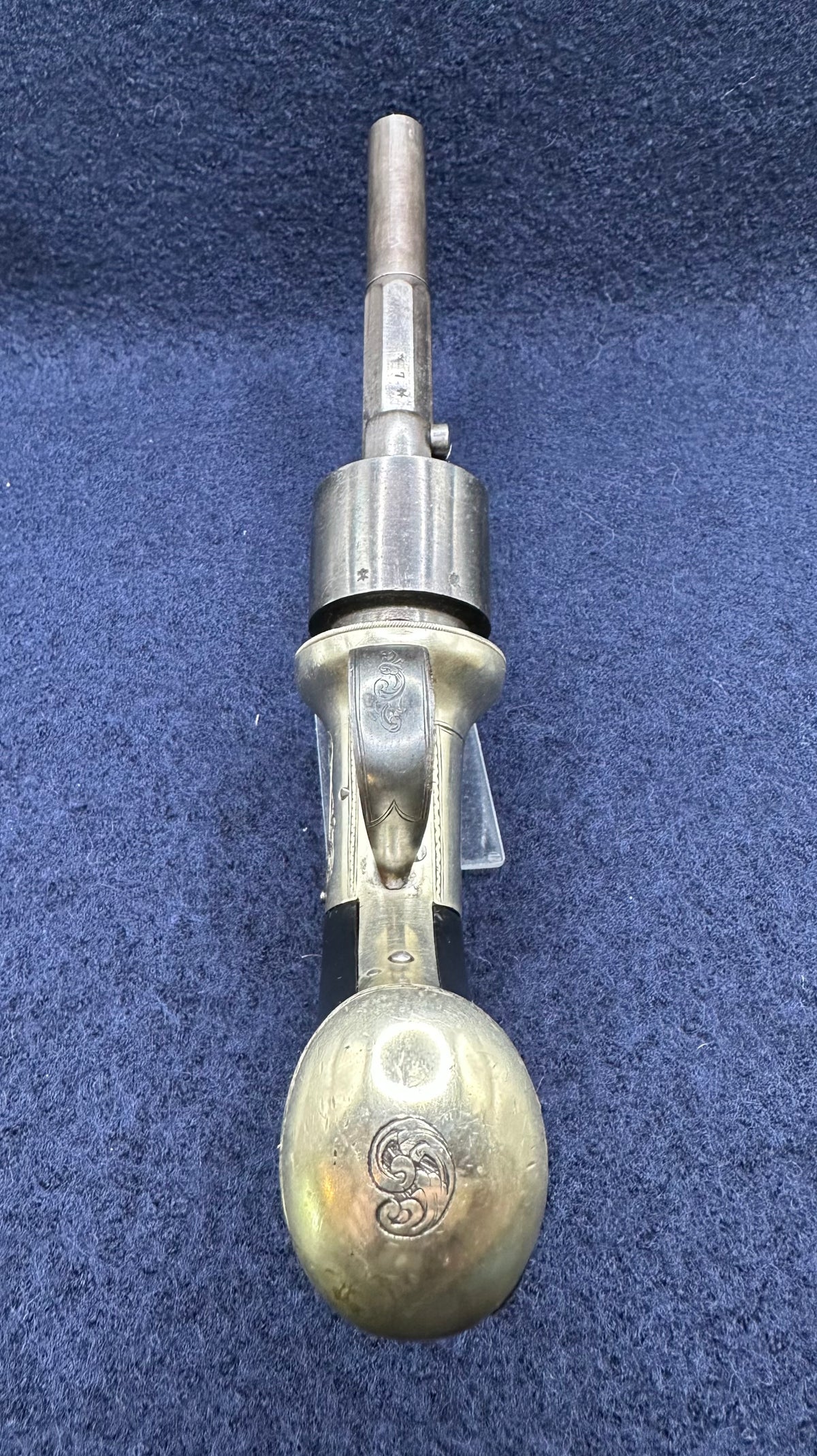 Scarce Cased Bakers Patent 6 Shot Longspur Transitional Revolver