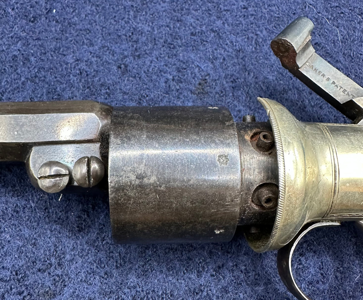 Scarce Cased Bakers Patent 6 Shot Longspur Transitional Revolver