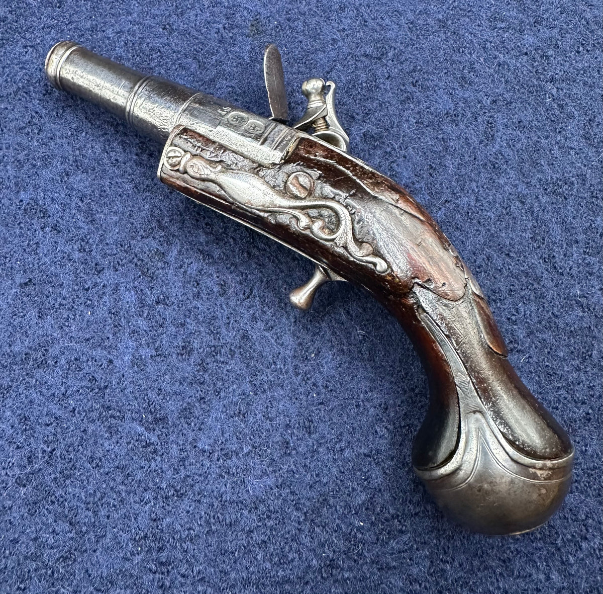 Rare Early Flintlock Pocket Pistol By Israel Segalas Senior