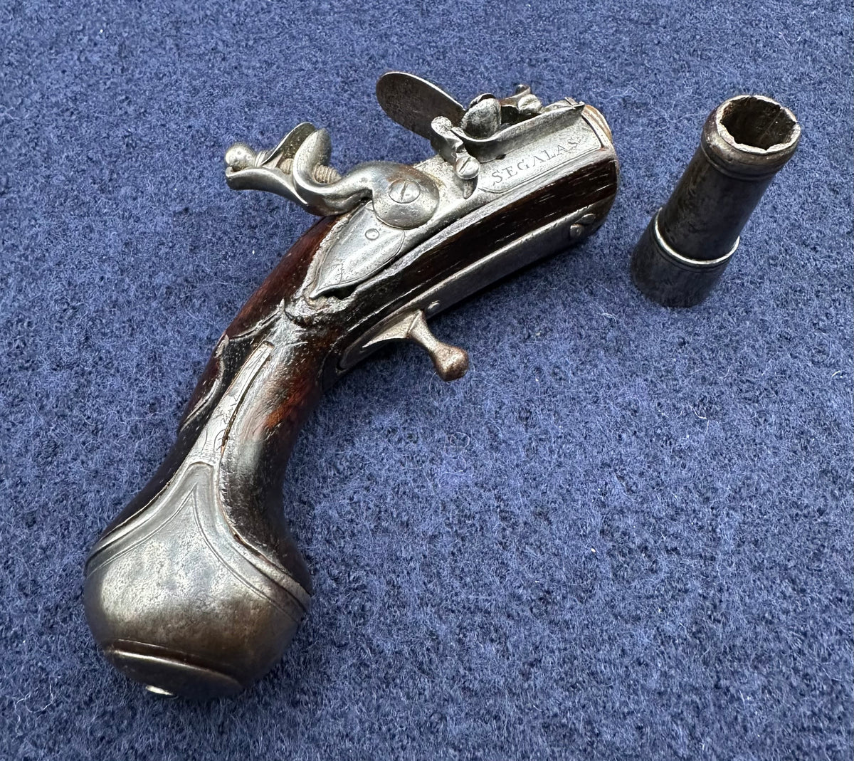 Rare Early Flintlock Pocket Pistol By Israel Segalas Senior