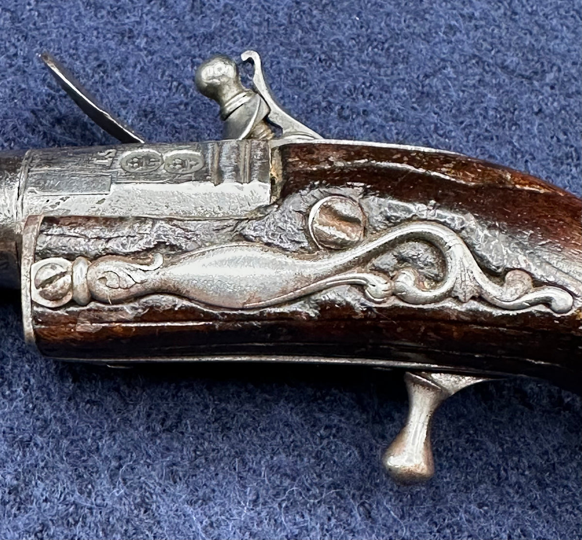 Rare Early Flintlock Pocket Pistol By Israel Segalas Senior