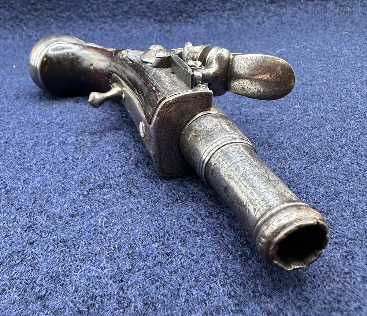 Rare Early Flintlock Pocket Pistol By Israel Segalas Senior