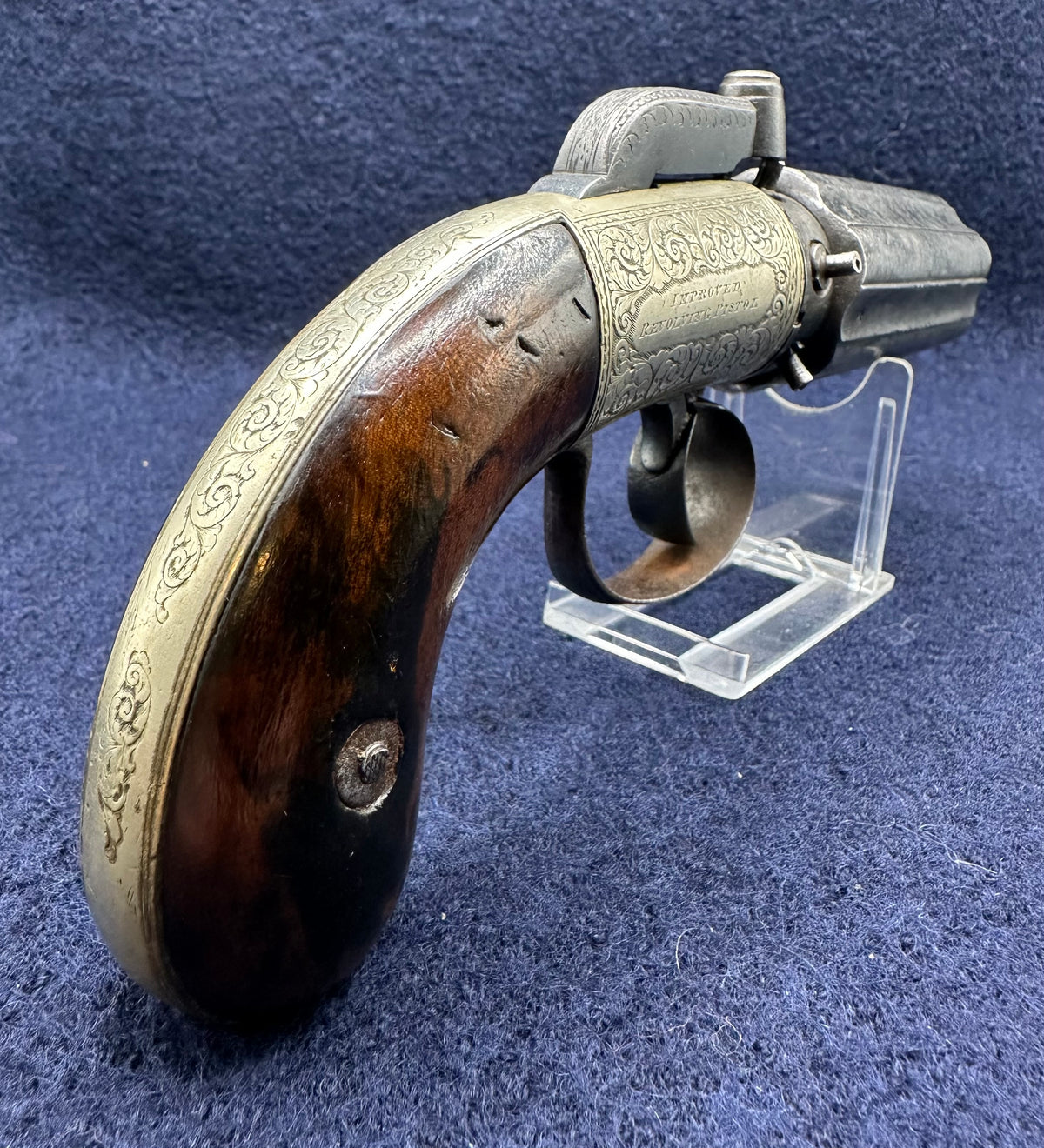 Large Finely Engraved 6 Shot Pepperbox Revolver