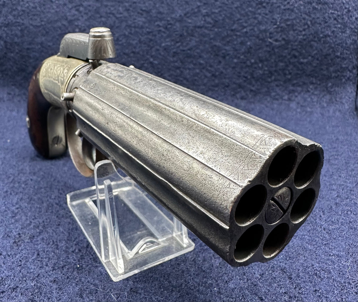 Large Finely Engraved 6 Shot Pepperbox Revolver