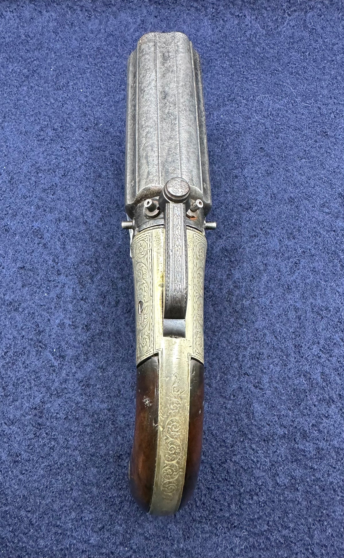 Large Finely Engraved 6 Shot Pepperbox Revolver