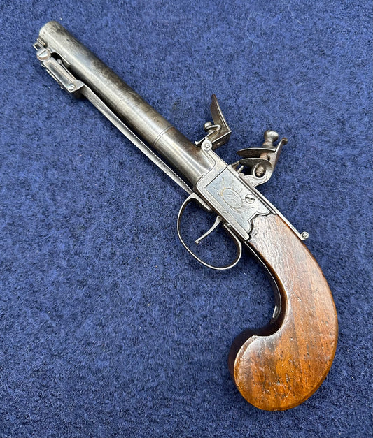 Long Barrelled Boxlock Flintlock Overcoat Pistol With Sprung Bayonet By Twigg
