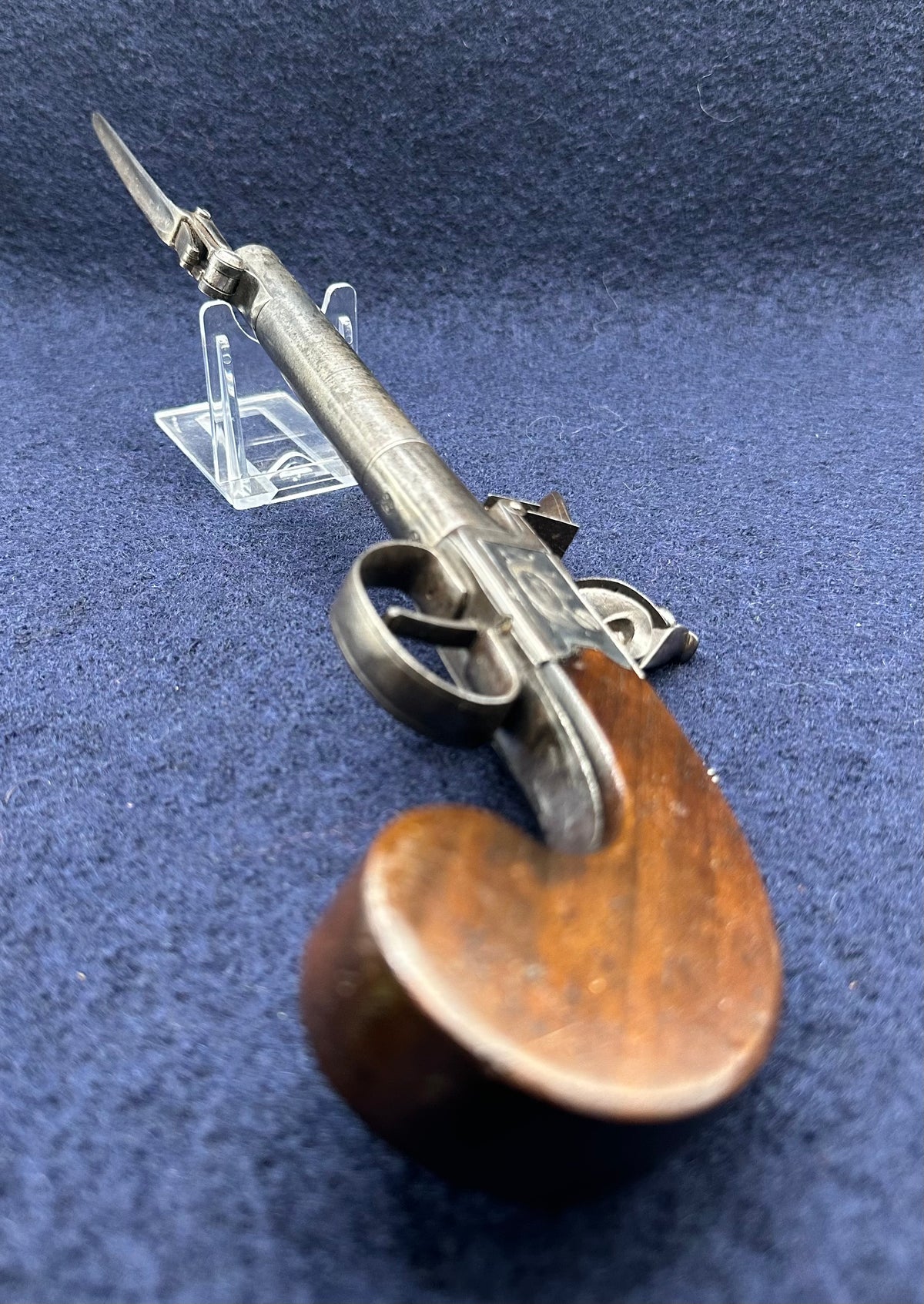 Long Barrelled Boxlock Flintlock Overcoat Pistol With Sprung Bayonet By Twigg