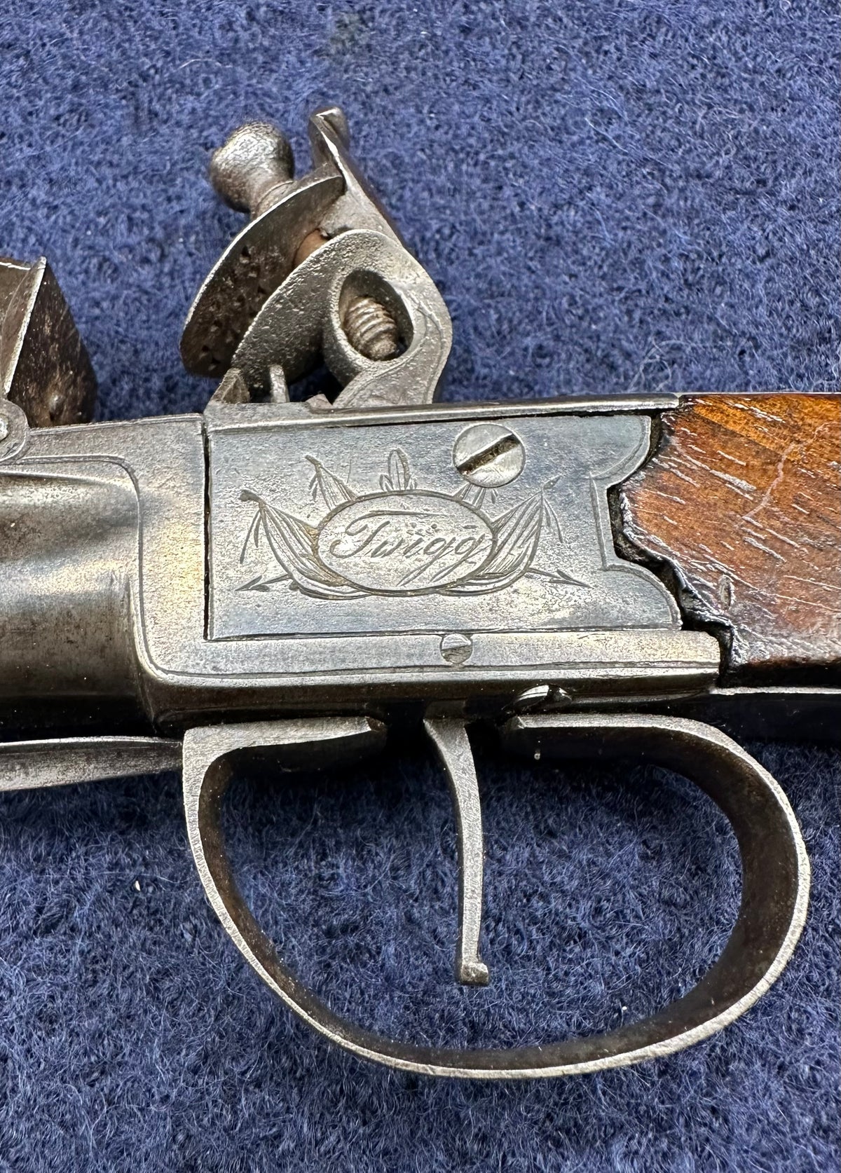 Long Barrelled Boxlock Flintlock Overcoat Pistol With Sprung Bayonet By Twigg