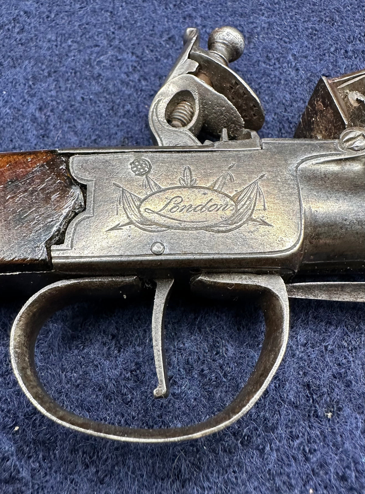 Long Barrelled Boxlock Flintlock Overcoat Pistol With Sprung Bayonet By Twigg