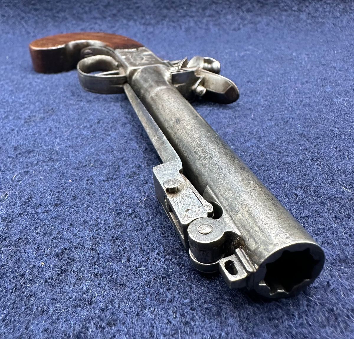 Long Barrelled Boxlock Flintlock Overcoat Pistol With Sprung Bayonet By Twigg