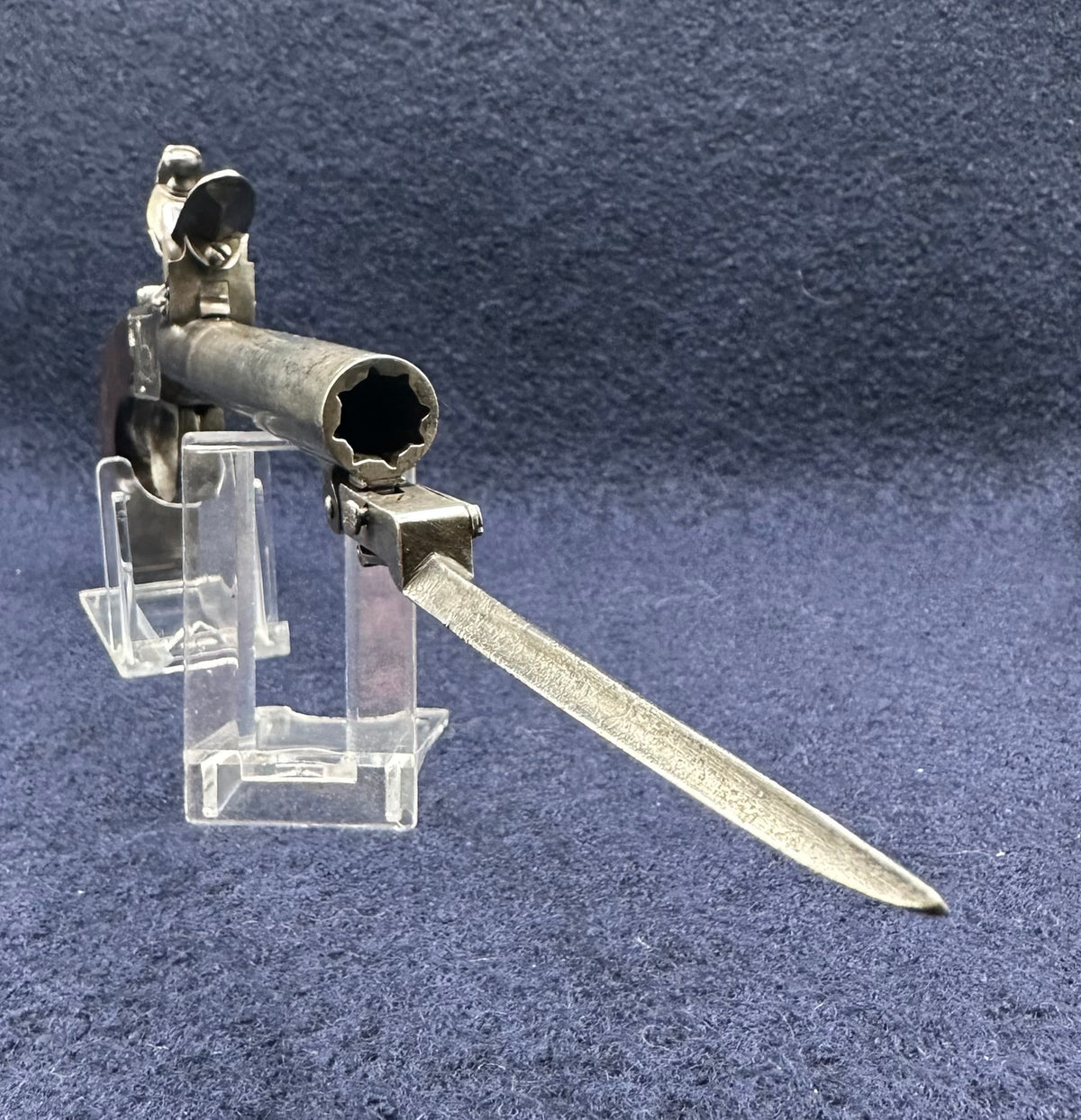 Long Barrelled Boxlock Flintlock Overcoat Pistol With Sprung Bayonet By Twigg