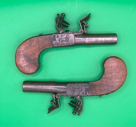 Beautiful Pair of Belgian Flintlock Pocket Pistols