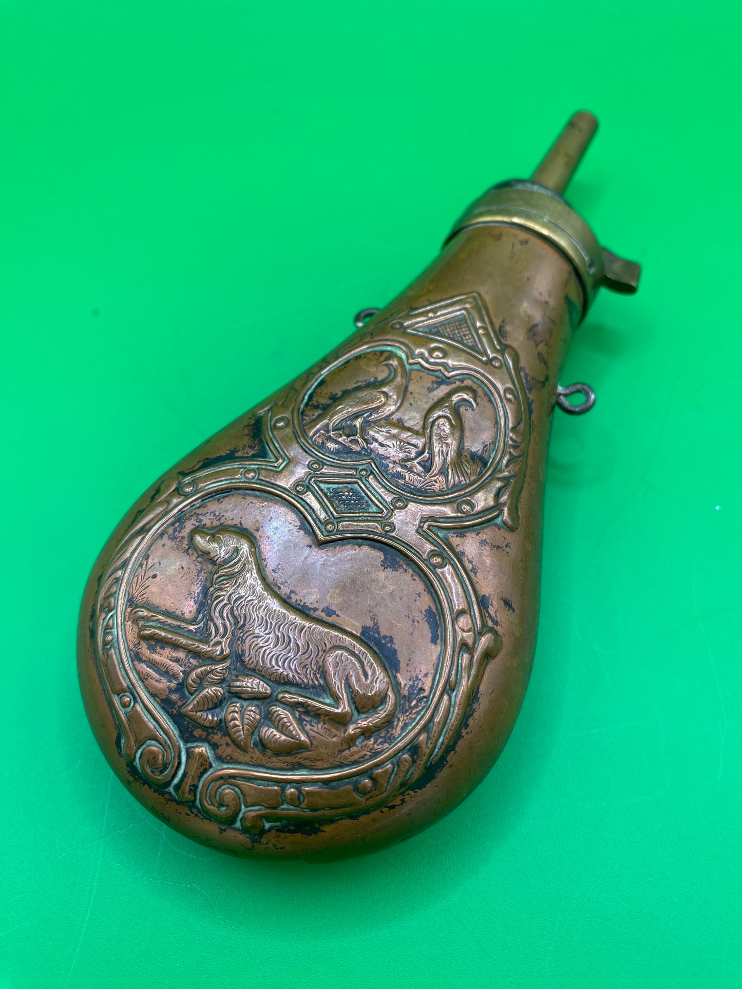 Medium Sized Pistol/Rifle Copper and Brass Powder Flask