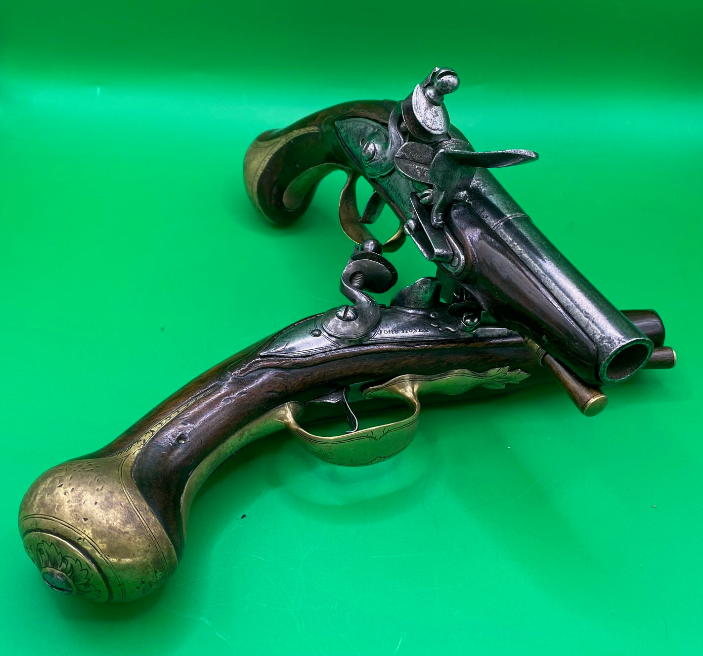 Pair of Flintlock Travelling Pistols by John Hosey