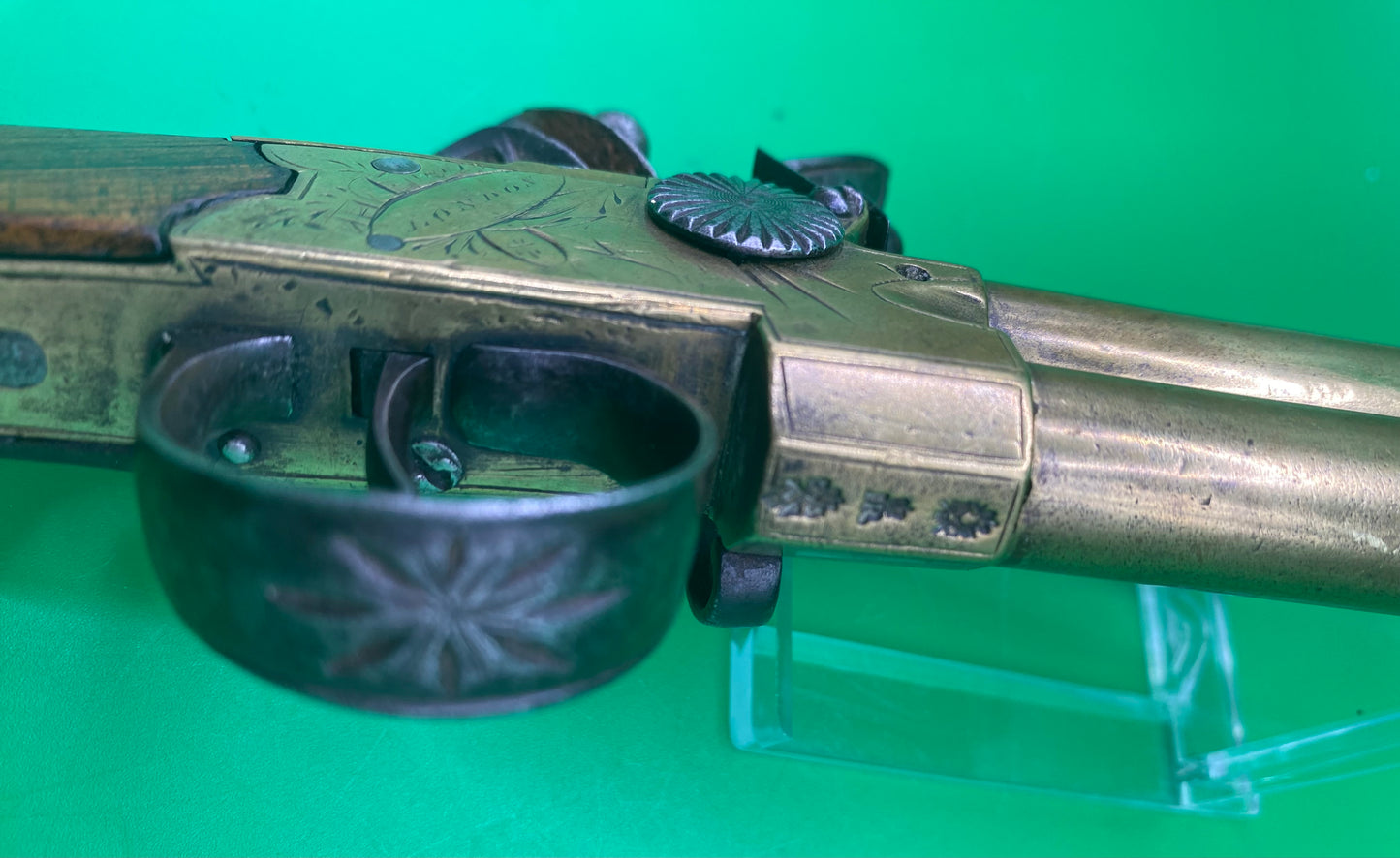 Flintlock Brass Tap Action Double Barreled Pistol