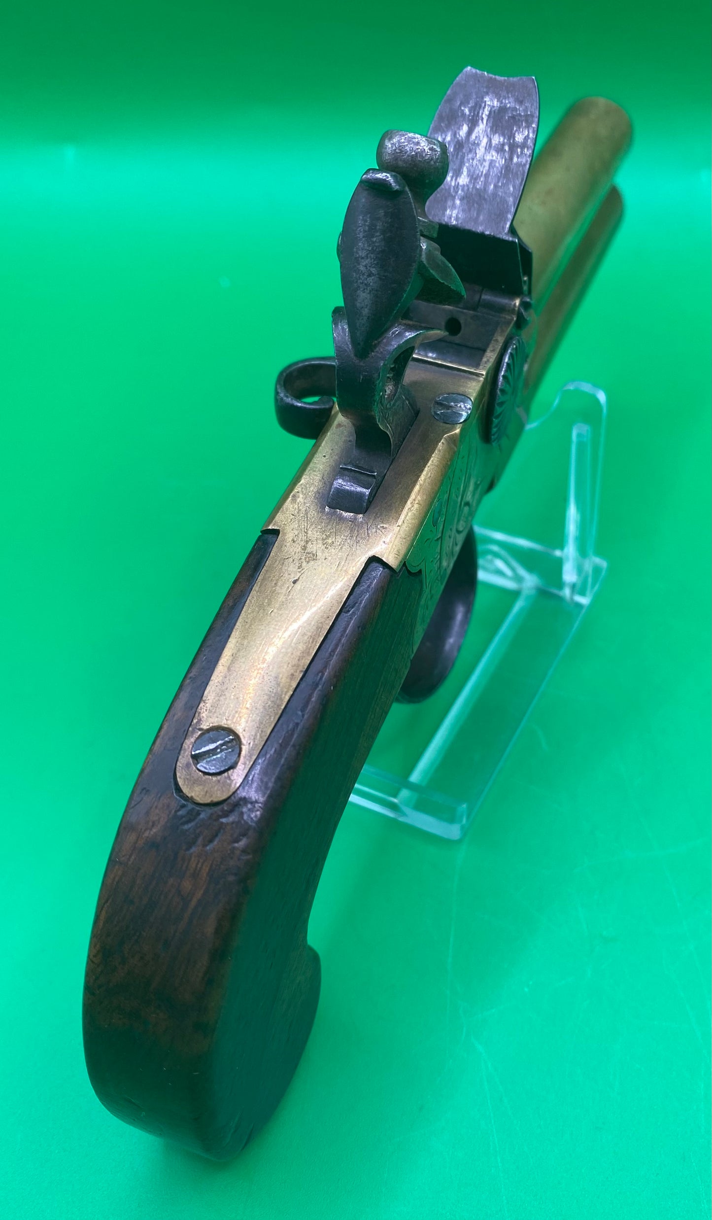 Flintlock Brass Tap Action Double Barreled Pistol