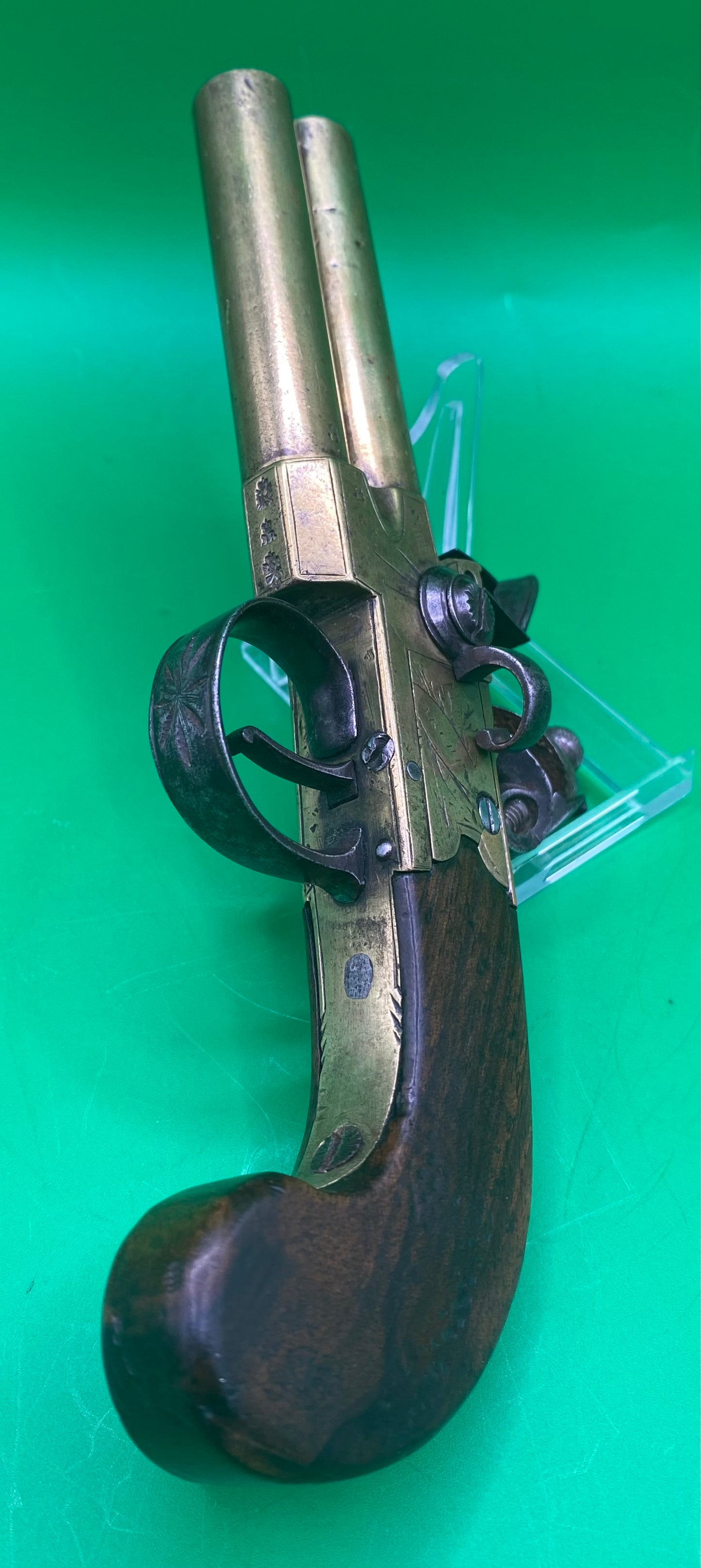 Flintlock Brass Tap Action Double Barreled Pistol