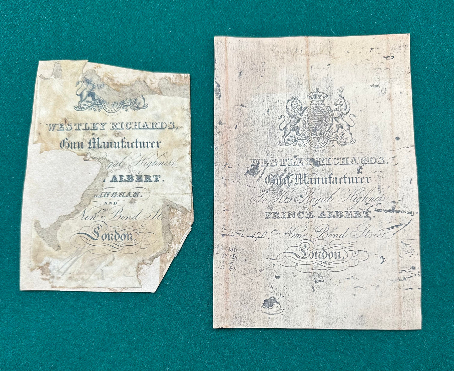 One 19th Century Plus One Copy Trade Label For Westley Richards