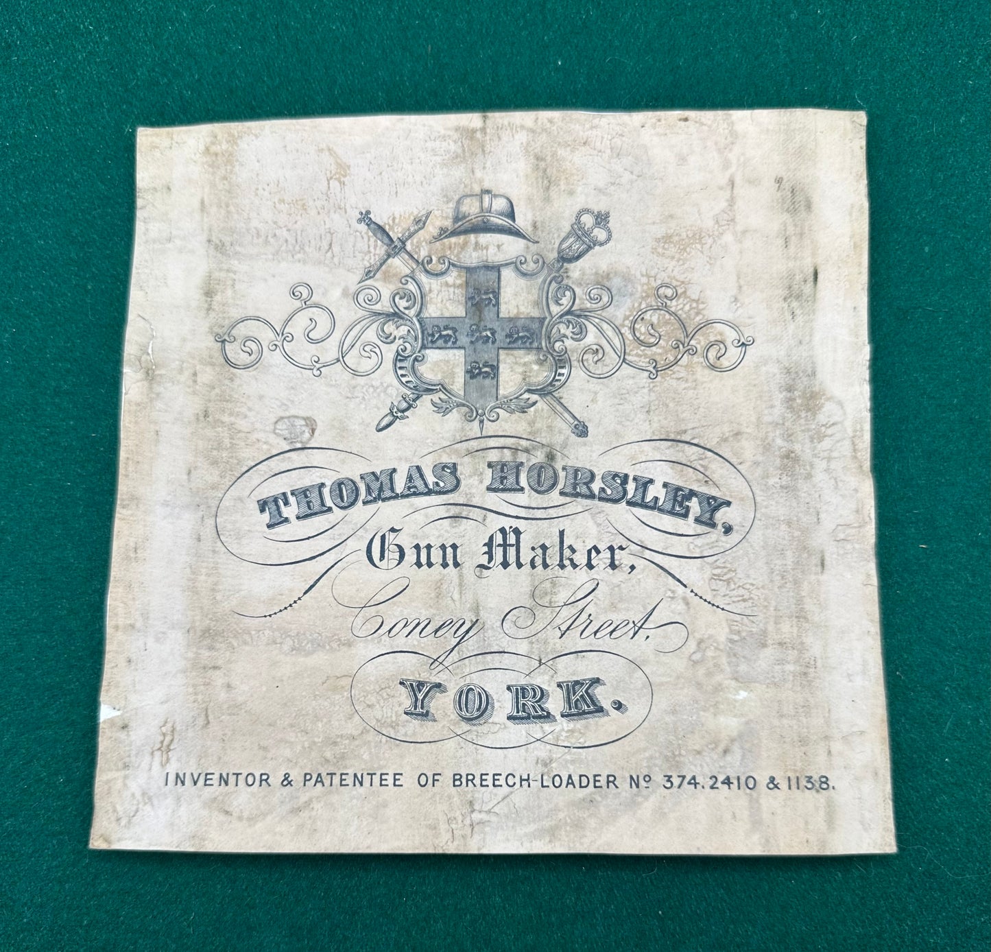19th Century Trade Label For Thomas Horsley